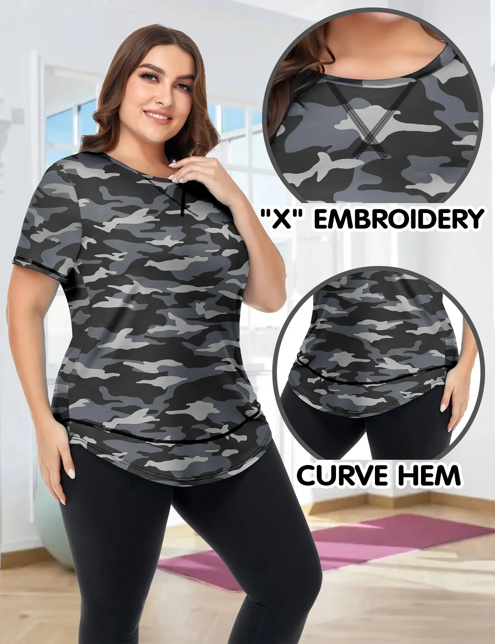 Solid Crewneck Hem Sporty T Shirt