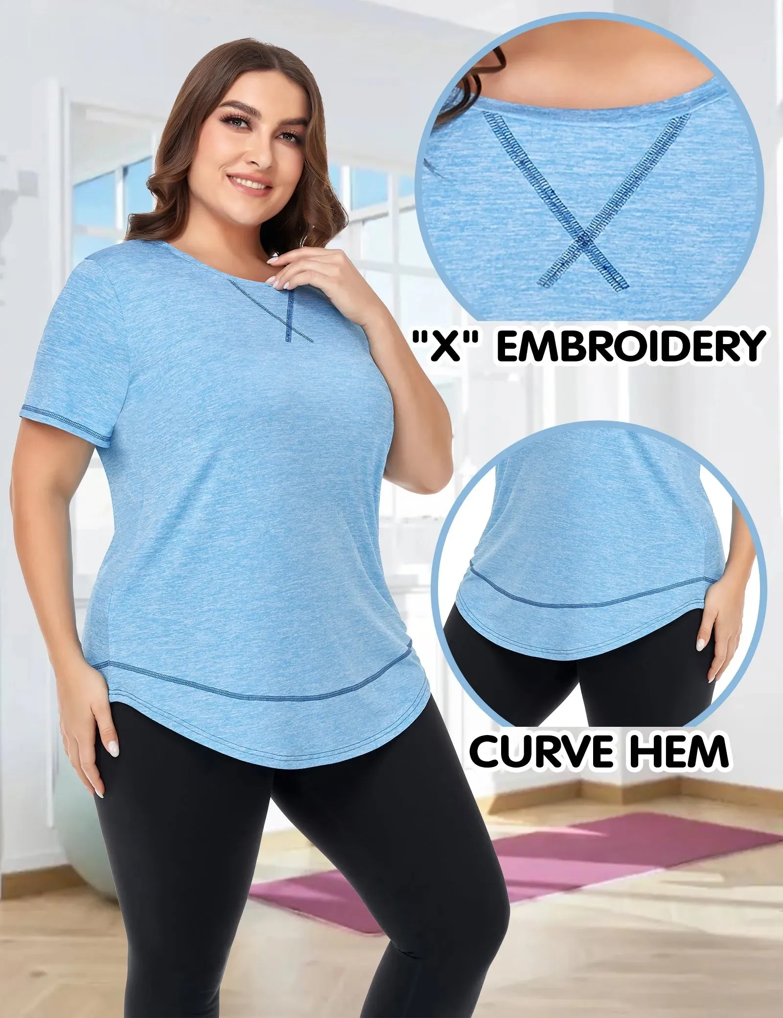 Solid Crewneck Hem Sporty T Shirt