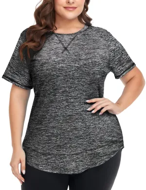 Solid Crewneck Hem Sporty T Shirt