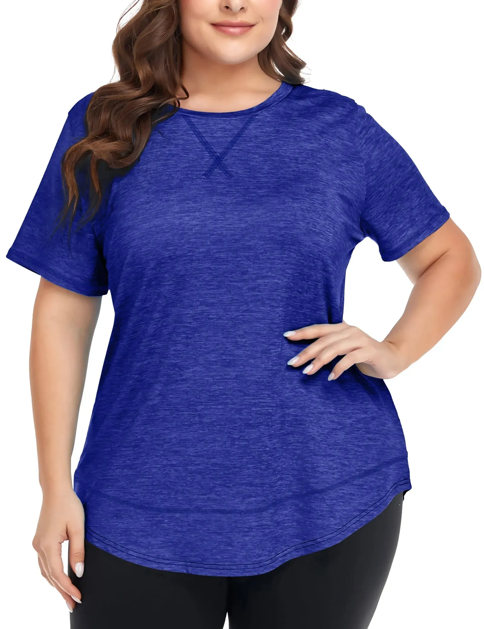 Solid Crewneck Hem Sporty T Shirt