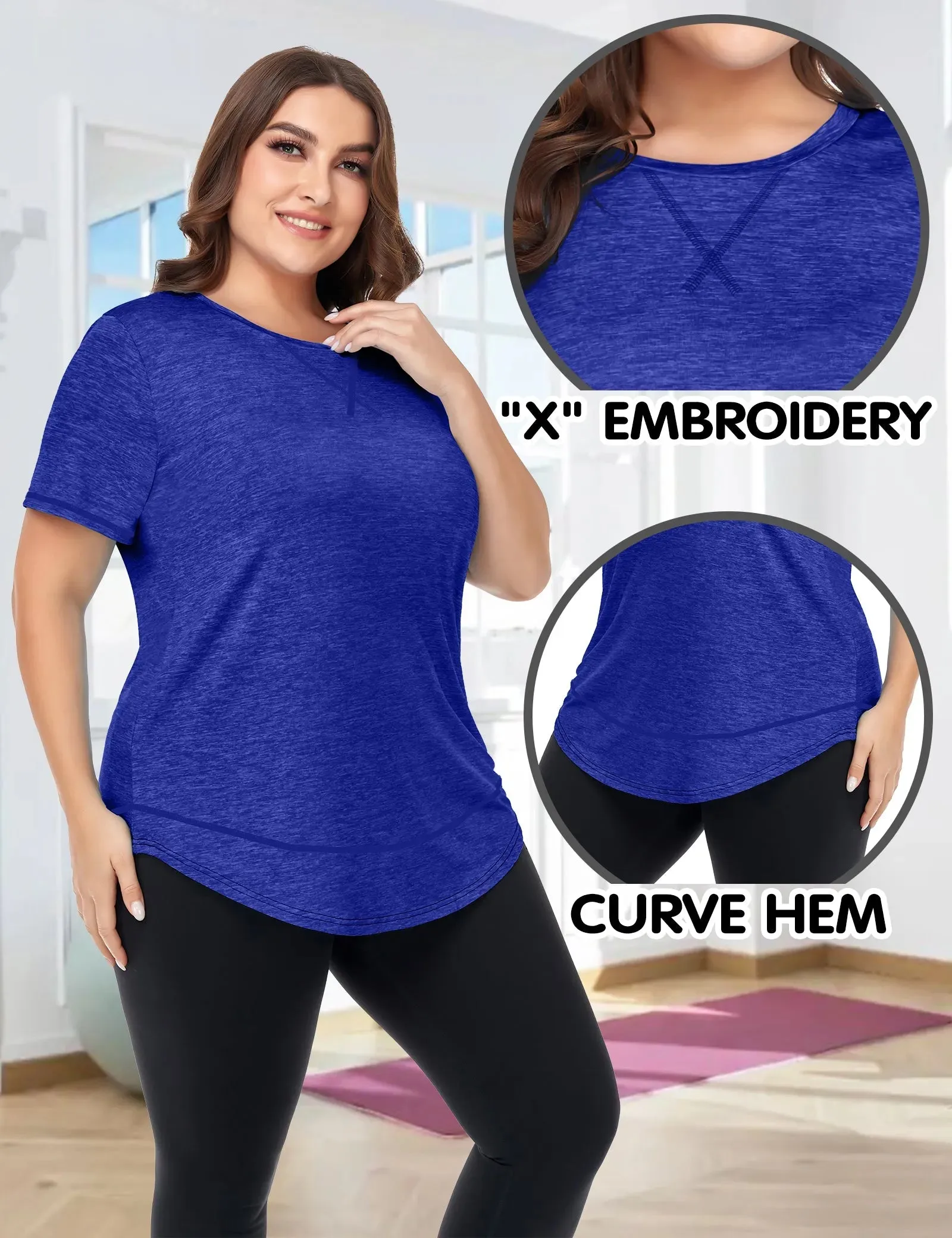 Solid Crewneck Hem Sporty T Shirt