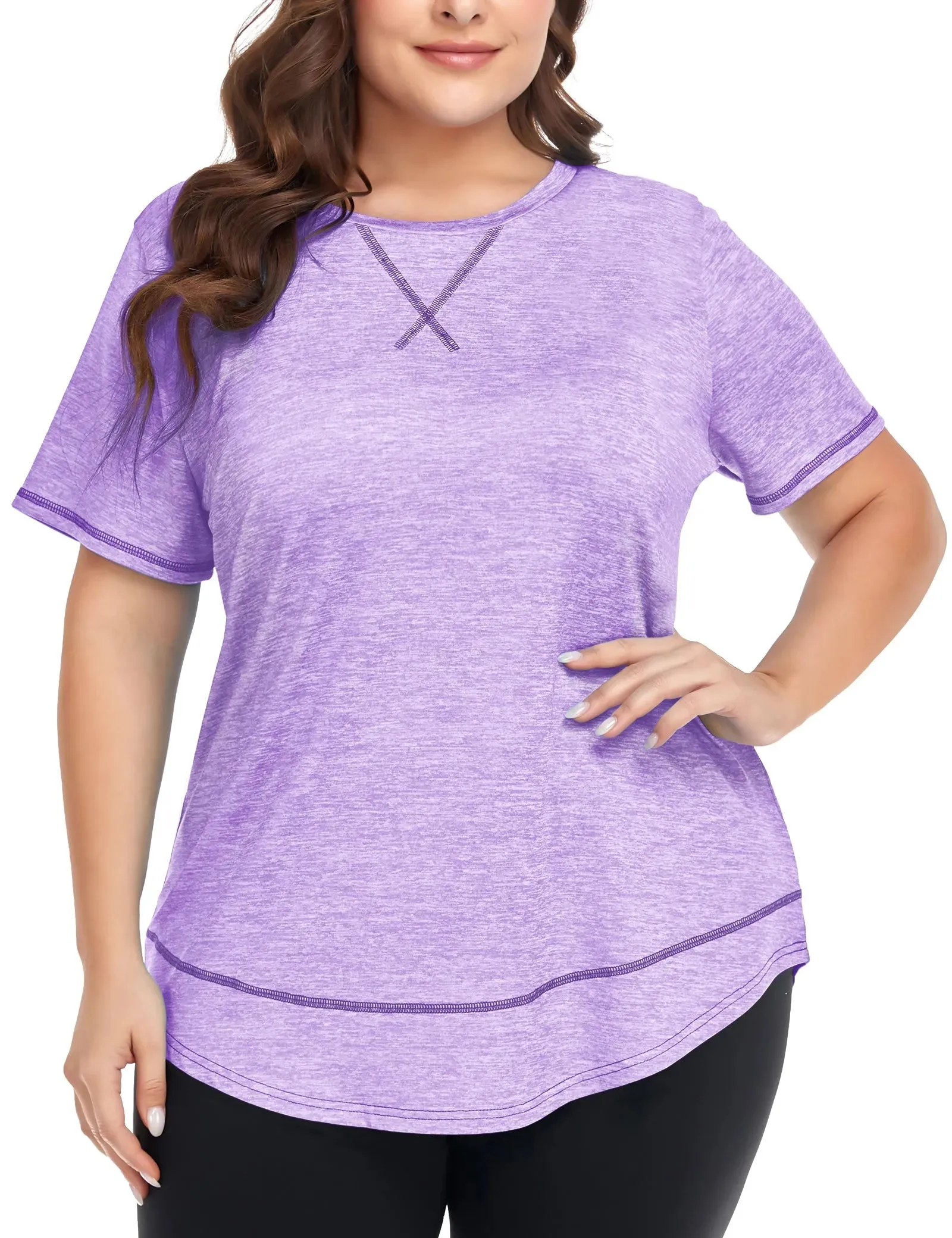Solid Crewneck Hem Sporty T Shirt
