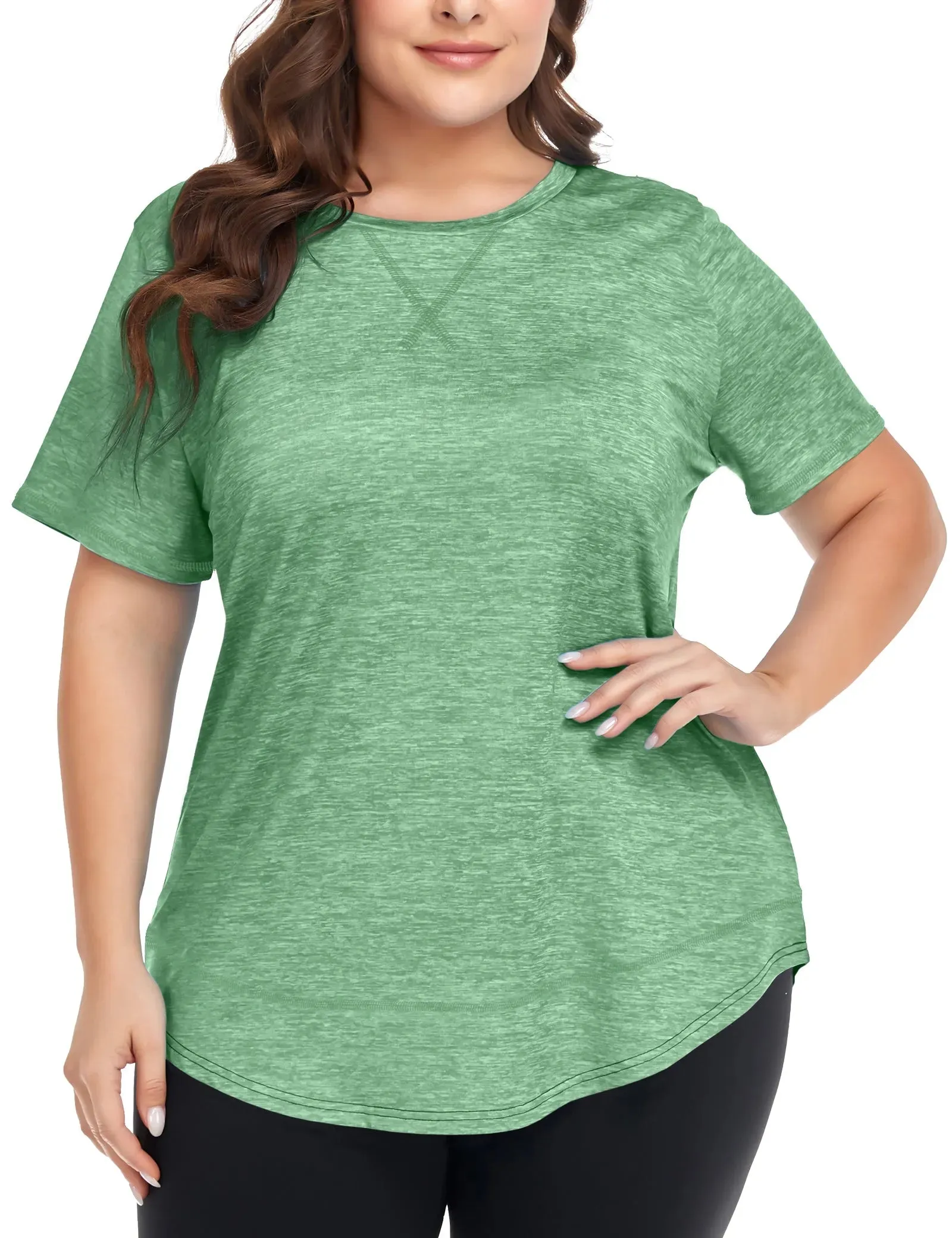 Solid Crewneck Hem Sporty T Shirt