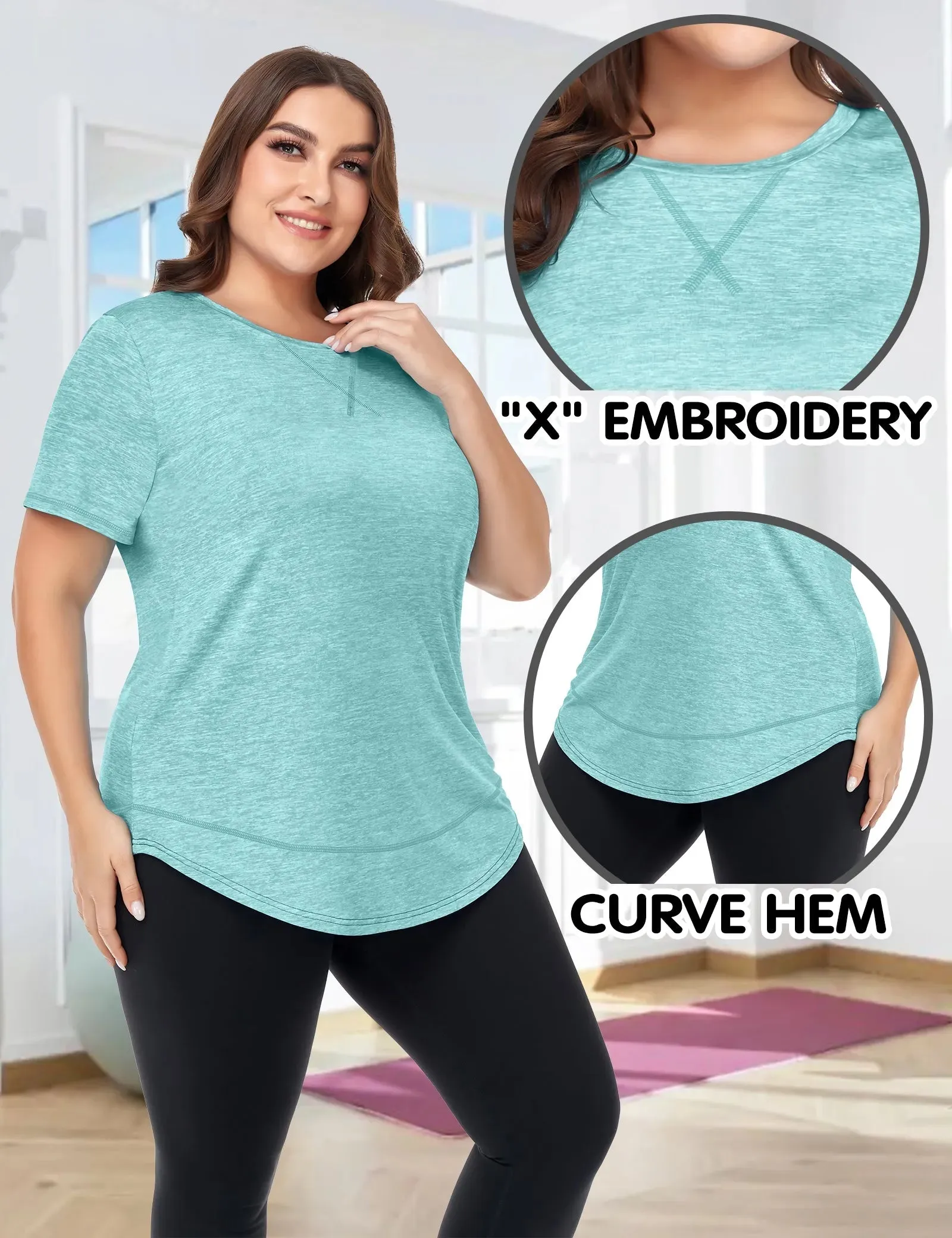 Solid Crewneck Hem Sporty T Shirt