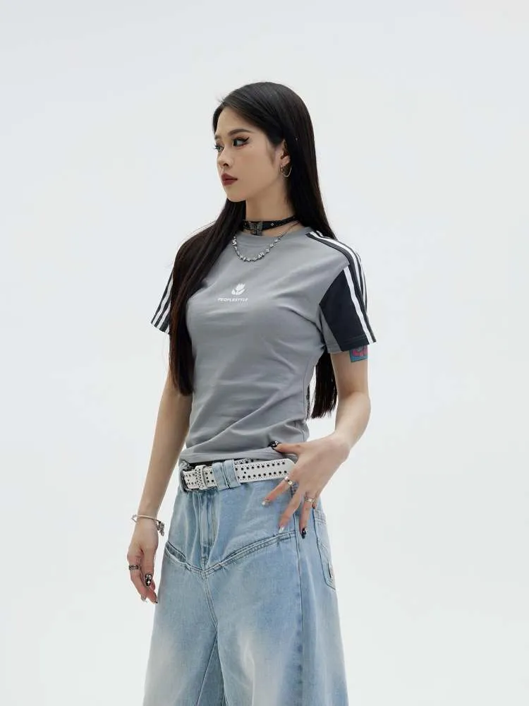 Sporty Tulip Print Line T-Shirt【s0000006756】