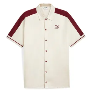 T7 For The Fanbase Shooting Logo Collared Short Sleeve Button Up Shirt