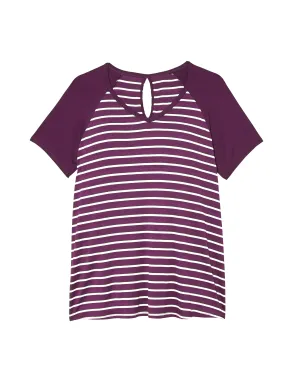 Tessie Split-Back Tee | Purple / White