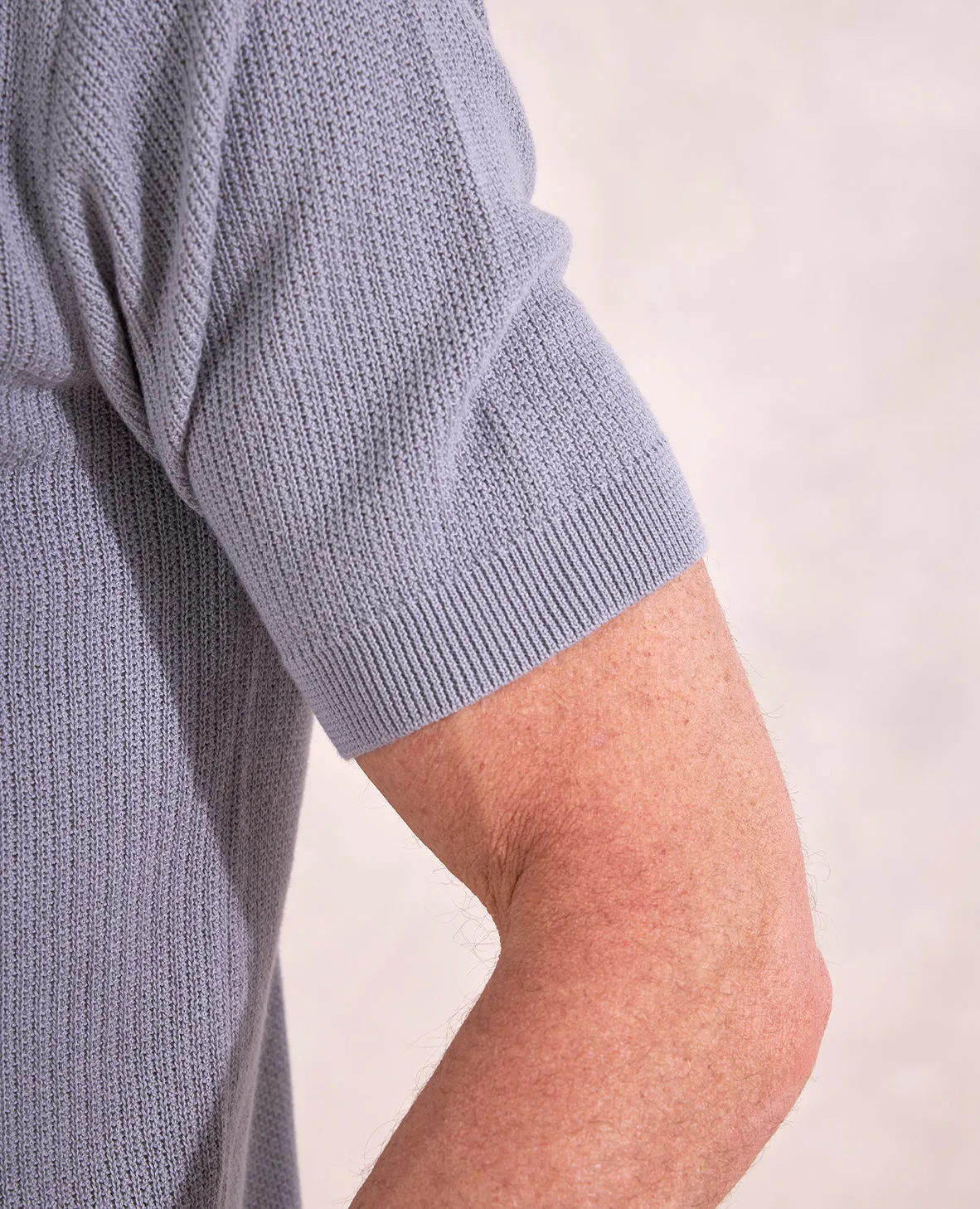 The Travis - Supima Cotton Rib Knit SS Polo - Grey