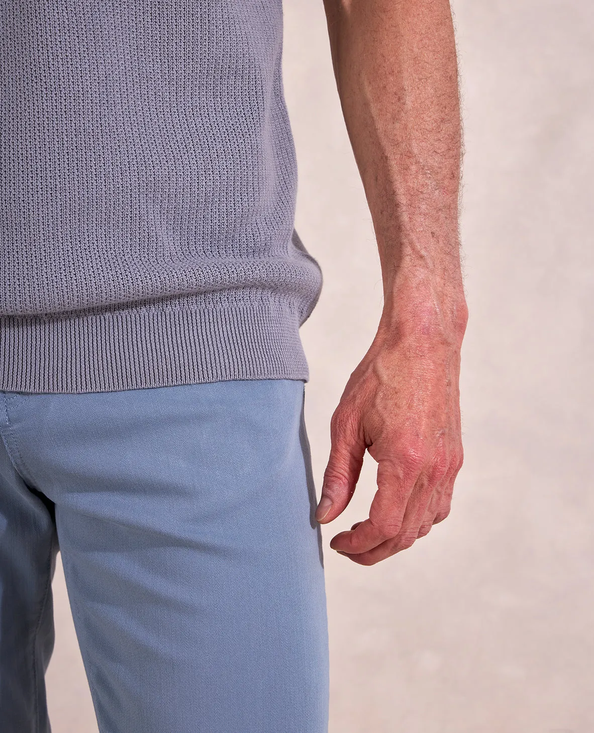 The Travis - Supima Cotton Rib Knit SS Polo - Grey
