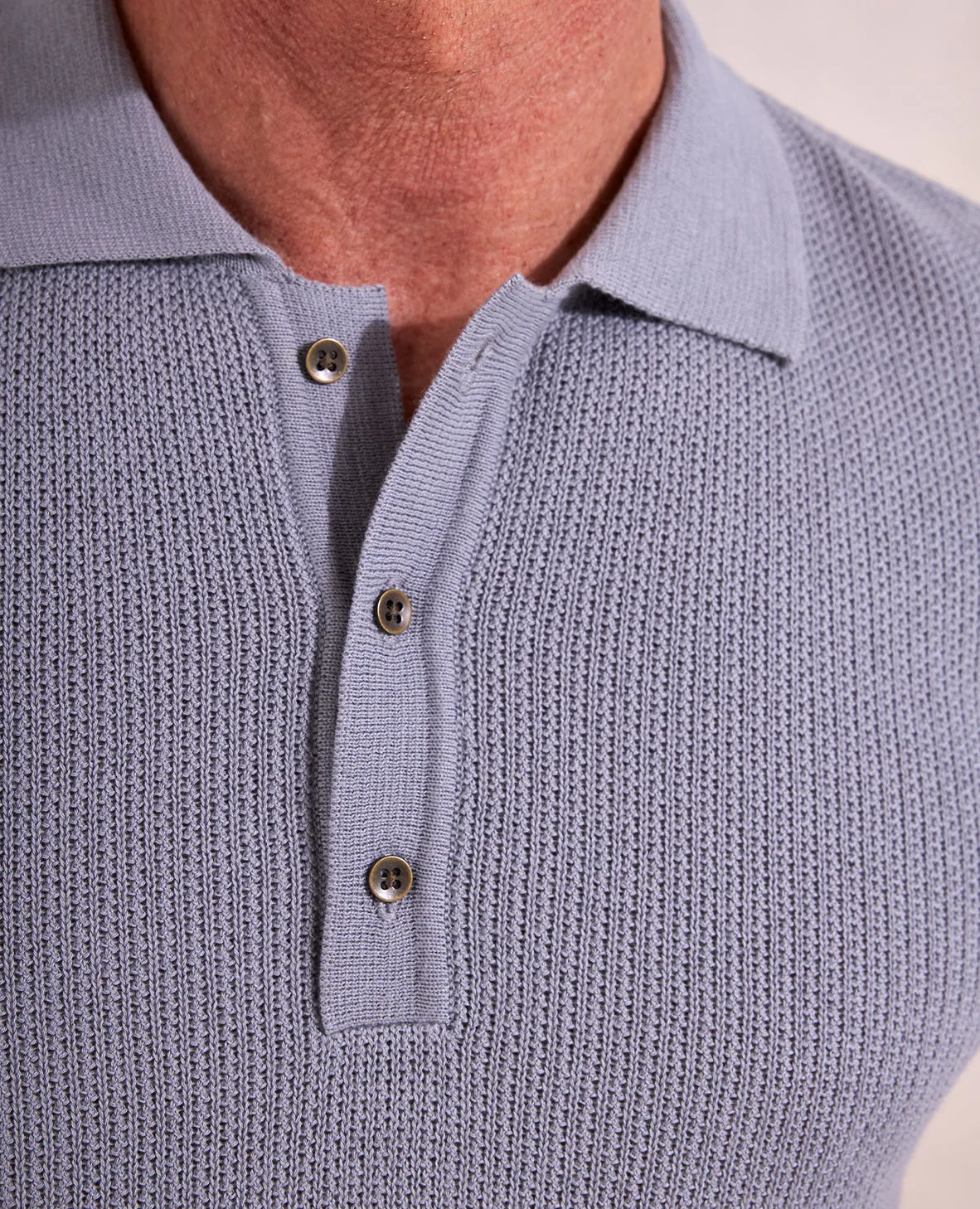 The Travis - Supima Cotton Rib Knit SS Polo - Grey