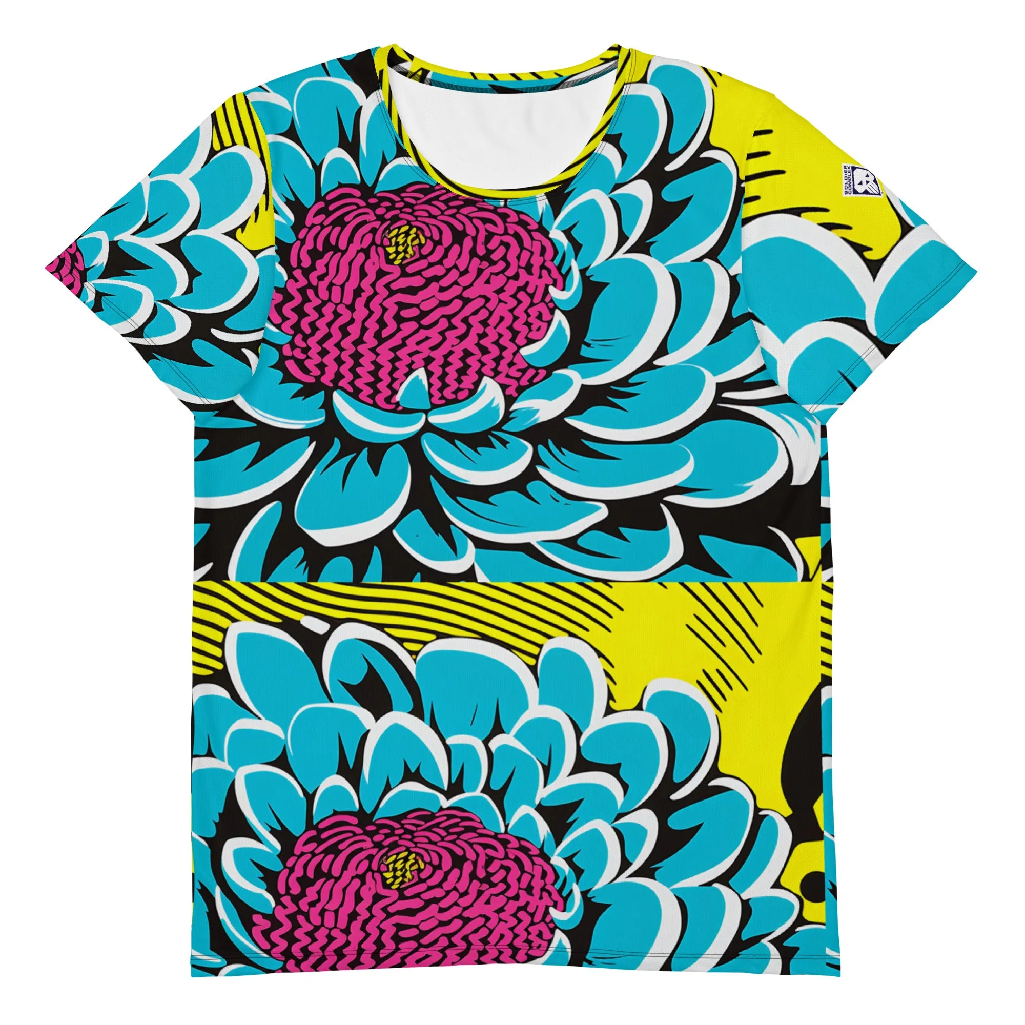Upgrade Your Training Gear with Men's Pop Art BJJ Short Sleeve Rash Guard - Dahlia Print 002