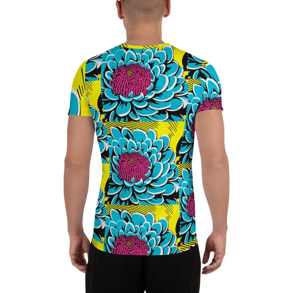 Upgrade Your Training Gear with Men's Pop Art BJJ Short Sleeve Rash Guard - Dahlia Print 002
