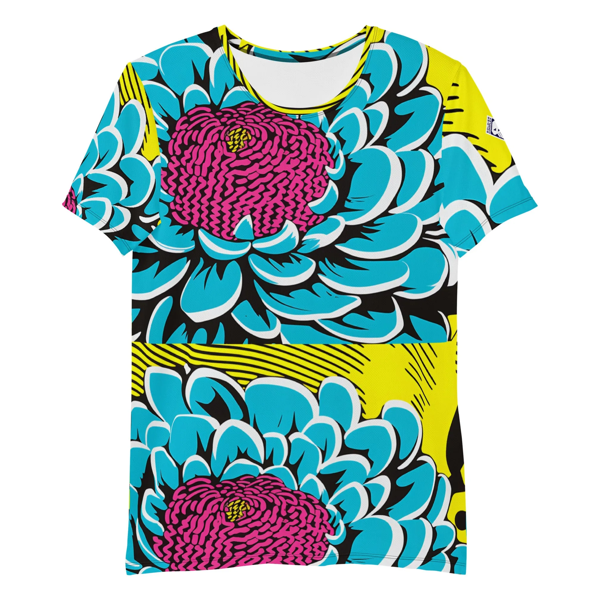 Upgrade Your Training Gear with Men's Pop Art BJJ Short Sleeve Rash Guard - Dahlia Print 002