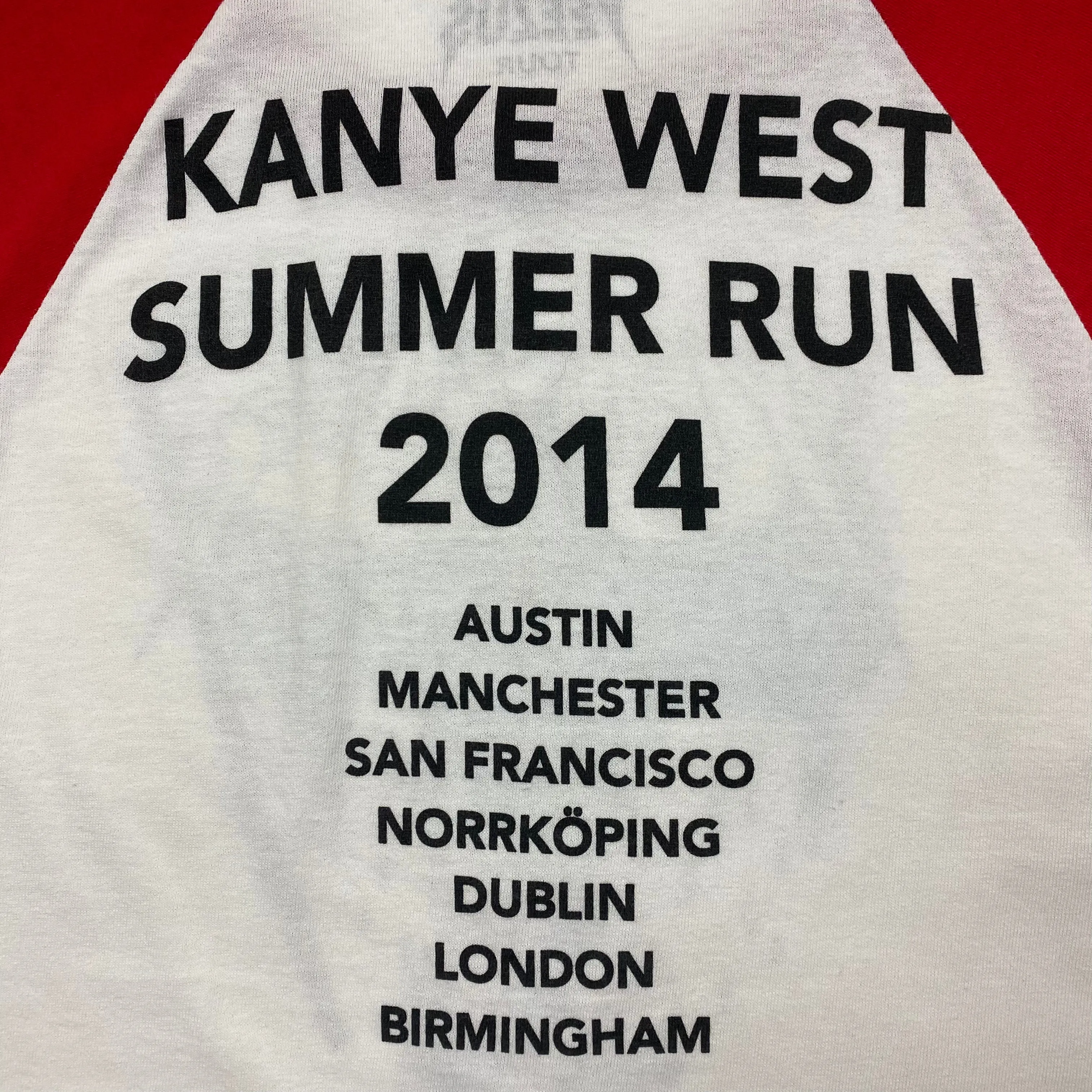 Yeezus Tour 2014 Bonnaroo Baseball Tee In White/Red